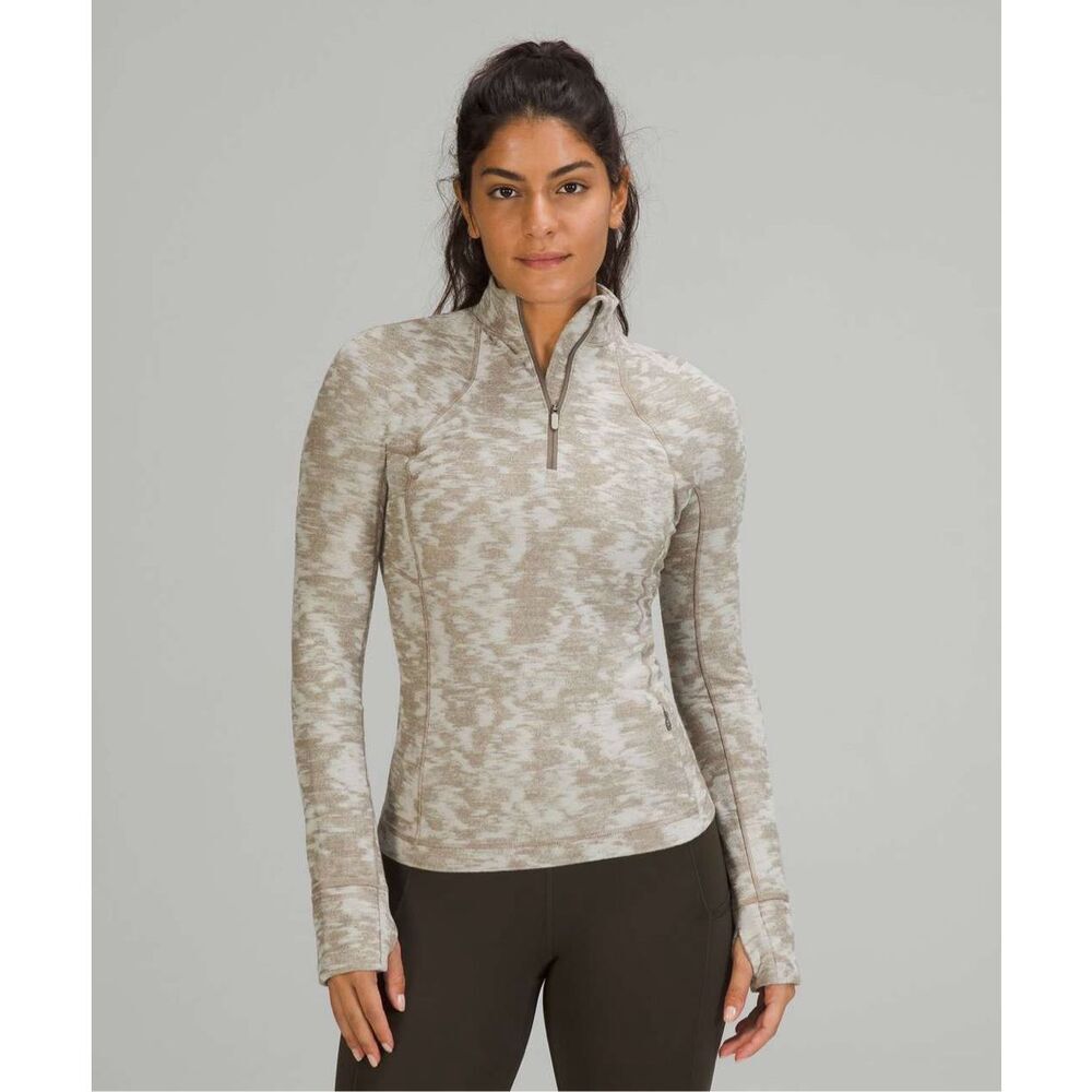 Lululemon Its Rulu Run Half-Zip in Jacquard White Opal Size 8